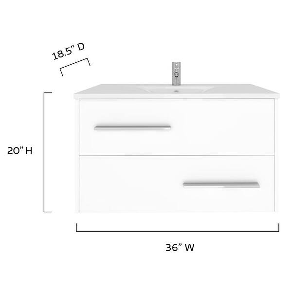 36" Hera White Floating Vanity with Integrated Sink Bed Bath & Beyond 32167335